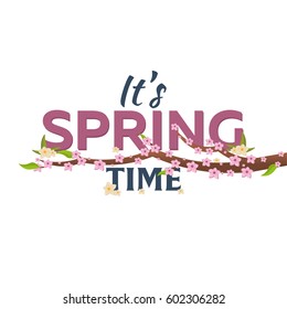 Spring banner. Background with sakura. Vector illustration