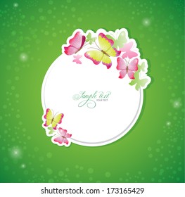 Spring banner with butterflies