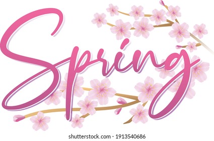 Spring Banner with Cherry Blossoms