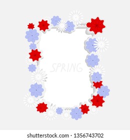 Spring Banner with Coloful Flowers