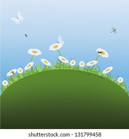 spring banner with daisies.Vector eps10, illustration.