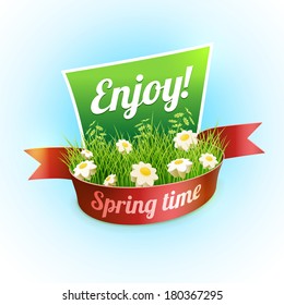 Spring banner design template. Elements are layered separately in vector file.