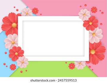 spring Banner flower frame, paper cut spring flowers background, flyers, invitation, posters, brochure, voucher discount.
