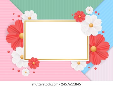 spring Banner flower frame, paper cut spring flowers background, flyers, invitation, posters, brochure, voucher discount.