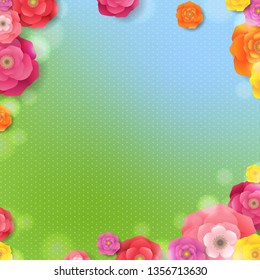 Spring Banner With Spring Flowers With Gradient Mesh, Vector Illustration