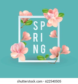 Spring banner with flowers. You can use it for online shopping, websites, flyers, invitation, posters, prints. Vector illustration.