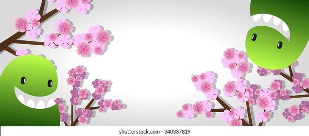 spring banner with funny monster