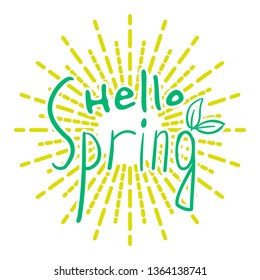 Spring banner. Hello. Trendy textured. Season vocation, weekend, holiday logo. New collection. Happy spring Day. Hello Spring vector. Special offer. Fashionable modern color styling template.