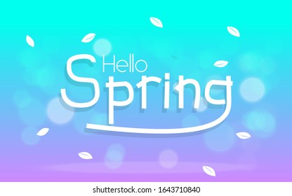 Spring banner with paper cut blooming cherry flowers on blue background for seasonal design of banner, flyer, poster, web site. Paper cut out art style, vector illustration