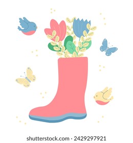 une bannière printanière aux couleurs pastel. fleurs en fleurs. illustration vectorielle.