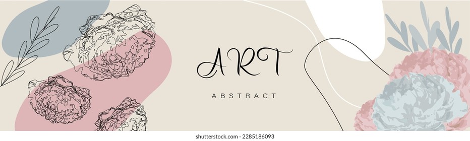 
banner de primavera con flores vectoriales de peonías