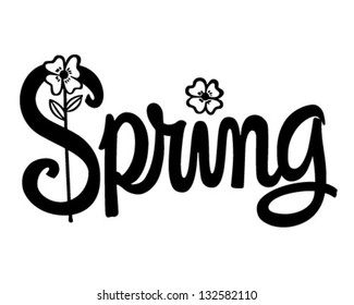 Spring Banner - Retro Clip Art Illustration