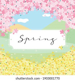 Spring banner with sakura blossoms.