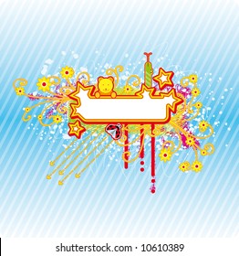 spring banner with some child related elements and flowers. All elements in separate layers