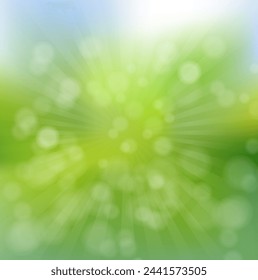 Spring Banner With Sunburst Background With Gradient Mesh, Vector Illustration