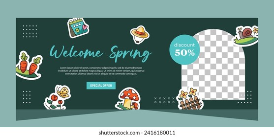Spring banner template design. Vector design