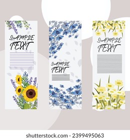 Spring banner templates colorful flowers decoration vertical design