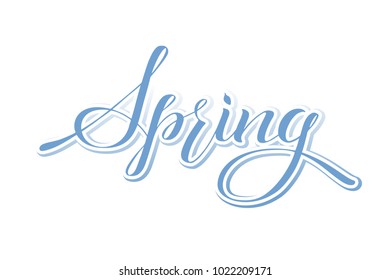 spring banner - text in blue background, business shopping seasonal concept, vector. EPS 10