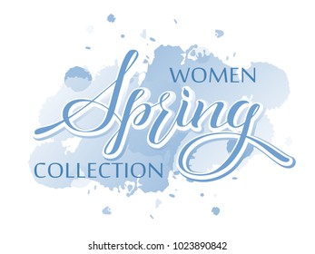 spring banner - text in blue background, business shopping seasonal concept, vector. EPS 10