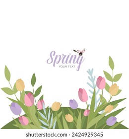 spring banner for text, card with tulips