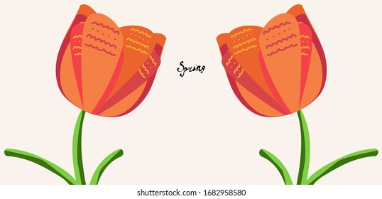 
Banner de primavera con tulipanos, ilustración vectorial