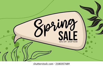 spring banner vector. green color design with natural background.