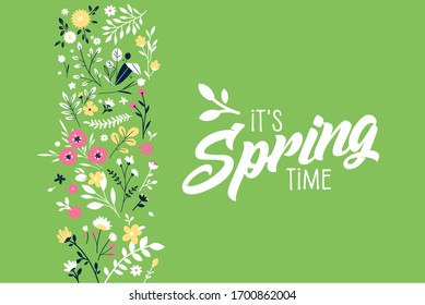 Spring banner. Vector illustration for graphic and web design, marketing material, product promotion, social media, internet advertising, seasonal greeting card, background, presentation template.