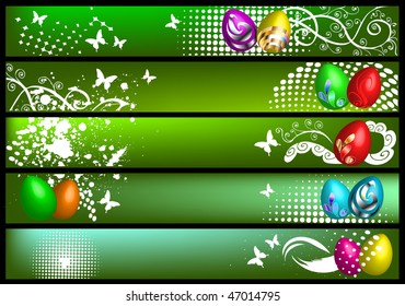 Spring banners with eggs