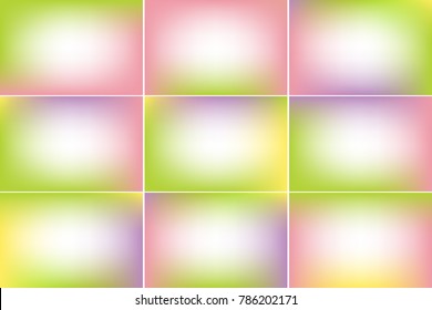 Spring banners. Pink and green colors. Blurred abstract vector backgrounds with copy space. Colorful gradient mesh collection.