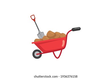 Spring Barrow Shovel Vector Icon