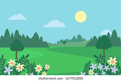 Spring in beautiful countryside landscape