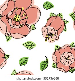 spring beautiful floral seamless pattern, handdrawn vector illustration