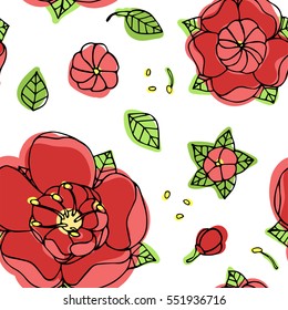 spring beautiful floral seamless pattern, handdrawn vector illustration