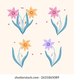 Spring Beautiful Set Of Flowers Illustration Texture Element For Decoration Wedding Etc