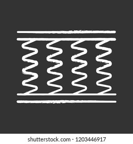 Spring bed mattress chalk icon. Orthopedic sleeping innerspring mattress cut out. Bedding. Isolated vector chalkboard illustration