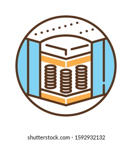 Spring bed mattress color line icon. Blocks consist of springs that are connected. Represent a whole grid. Pictogram for web page, mobile app, promo. UI UX GUI design element. Editable stroke