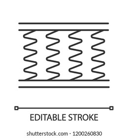 Spring Bed Mattress Linear Icon. Thin Line Illustration. Orthopedic Sleeping Innerspring Mattress Cut Out. Bedding. Contour Symbol. Vector Isolated Outline Drawing. Editable Stroke