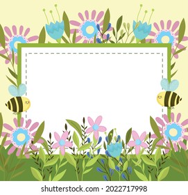 spring bees and banner with flowers