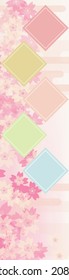 Spring big sale banner set, Japanese style image with cherry blossoms and haze, 160x600