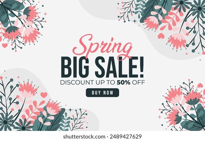 Spring big sale promotion with decoration flower background