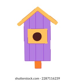 spring bird house cartoon. home summer, children cute spring bird house sign. isolated symbol vector illustration