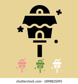 Spring, Bird house icon with three different colors