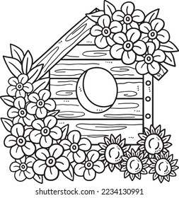 Página Primavera de la Casa de Aves Aislada de Colores para Niños