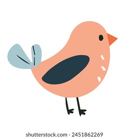 Frühlingsvogel in rosa Farbe. Vektorgrafik-Cartoon im Kinderstil. Bild isoliert auf Weiß.