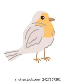 Spring bird robin. Vector cartoon illustration in childish style. Can used for greeting card, banner and poster, sticker. 