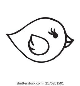 Primavera, pájaro, pájaro dulce. Doodle. Un dibujo a mano. Vector premium. Libro de colorear.