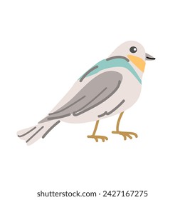 Pájaro de primavera. Ilustración de dibujos animados vectoriales en estilo infantil. Se puede utilizar para la tarjeta de felicitación, banner y póster, etiqueta engomada. 
