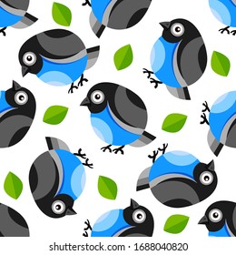 Spring Birds Illustration, Seamless, Pattern Vector Illustration For Your Decor