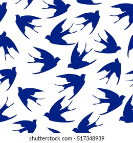 spring birds illustration, seamless, pattern swallow, swallow seamless