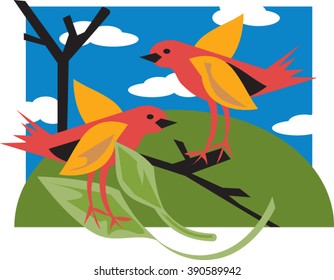 Spring birds outside